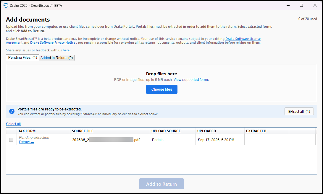 pending files tab